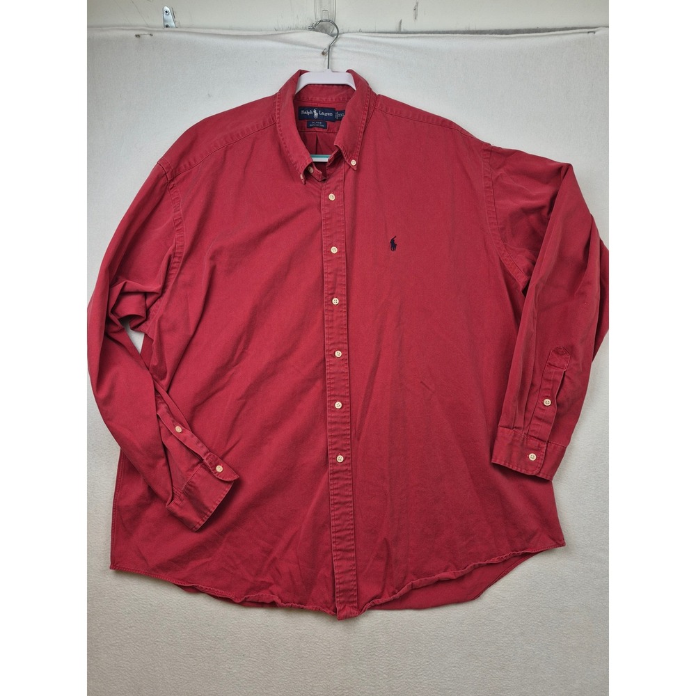 Vintage Ralph Lauren Blake Shirt Mens XXL Red Button Up Cotton Pony Classic